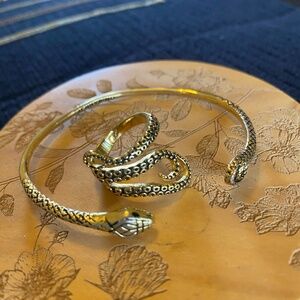 Gold Snake Cuff and Ring Set (both adjustable)